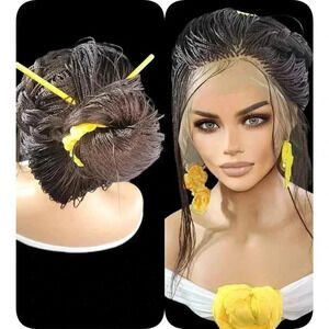 Braided Wigs in Black, Micro Millions Braids, Handcrafted, Lightweight. NWT